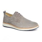 Sapato Casual Masculino Loafer Couro de Amarrar Cinza 9004 Cinza