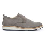 Sapato Casual Masculino Loafer Couro de Amarrar Cinza 9004 Cinza
