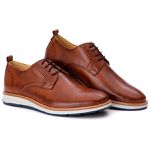 Sapato Casual Masculino Loafer Couro de Amarrar Castor 9004 Castor