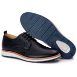 Sapato Casual Masculino Loafer Couro de Amarrar Preto 9004 Preto