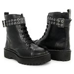 Bota Coturno Tratorada Blogueira Couro Ziper Ilhós 9005 Preto