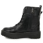 Bota Coturno Tratorada Blogueira Couro Ziper Ilhós 9005 Preto
