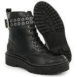 Bota Coturno Tratorada Blogueira Couro Ziper Ilhós 9005 Preto