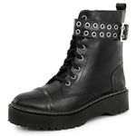 Bota Coturno Tratorada Blogueira Couro Ziper Ilhós 9005 Preto