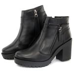 Bota Coturno Tratorada Salto Blogueira Couro Ziper 9007 Preto