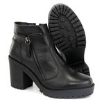 Bota Coturno Tratorada Salto Blogueira Couro Ziper 9007 Preto