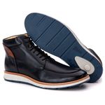 Coturno Casual Masculino Couro de Amarrar Preto 9007 Preto