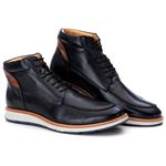 Coturno Casual Masculino Couro de Amarrar Preto 9007 Preto