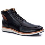 Coturno Casual Masculino Couro de Amarrar Preto 9007 Preto