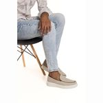 Sapato Casual Masculino Couro Bege Slip On 5503 Bege