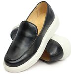 Sapato Casual Masculino Couro Preto Slip On 5503 Preto