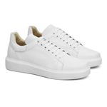 Sapato Casual Masculino Branco Em Couro de Amarrar 5505 Branco