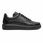 Sapato Casual Masculino Preto Pto Em Couro de Amarrar 5505 Preto+Preto