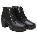 Bota Feminina Preta Coturno Salto Cano Curto Tratorada 20/11 Preto