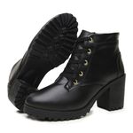 Bota Feminina Preta Coturno Salto Cano Curto Tratorada 20/11 Preto