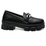 Mocassim Feminino Tratorado Oxford Tendência Chunky Promoção Preto