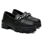 Mocassim Feminino Tratorado Oxford Tendência Chunky Promoção Preto