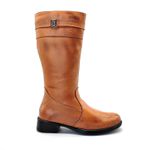 Bota Feminina Montaria Camel Cano Longo em Couro 137 Camel