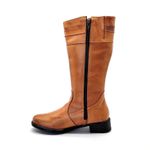 Bota Feminina Montaria Camel Cano Longo em Couro 137 Camel