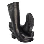 Bota Feminina Montaria Preto Cano Longo em Couro 137 Preto