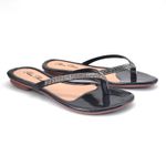 Sandália Feminina Rasteirinha Salto 2 Cm de Dedo 777 Preto