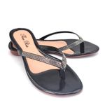 Sandália Feminina Rasteirinha Salto 2 Cm de Dedo 777 Preto
