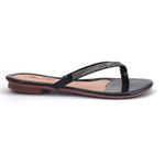 Sandália Feminina Rasteirinha Salto 2 Cm de Dedo 777 Preto