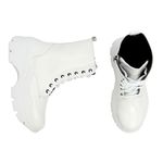 Bota Coturno Plataforma Alta Tratorada Cano Curto 6001 Branco