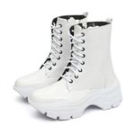 Bota Coturno Plataforma Alta Tratorada Cano Curto 6001 Branco