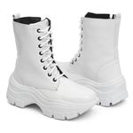 Bota Coturno Plataforma Alta Tratorada Cano Curto 6001 Branco