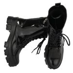 Bota Coturno Plataforma Tratorada Blogueira Ziper 7001 Preto Verniz