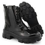 Bota Coturno Plataforma Tratorada Blogueira Ziper 7001 Preto Verniz