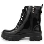 Bota Coturno Plataforma Tratorada Blogueira Ziper 7001 Preto Verniz