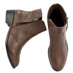 Bota Coturno Feminino Cano Curto Couro Com Ziper 8001 Nutella