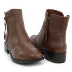 Bota Coturno Feminino Cano Curto Couro Com Ziper 8001 Nutella
