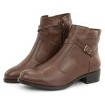 Bota Montaria Coturno Cano Curto Couro com Ziper 8002 Nutella