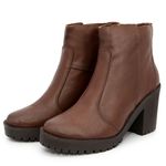 Coturno Bota Salto Bloco Tratorada Cano Curto Couro 9001 Nutella