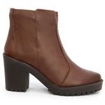 Coturno Bota Salto Bloco Tratorada Cano Curto Couro 9001 Nutella
