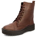 Bota Coturno Plataforma Tratorada Blogueira Couro Ziper 9003 Nutella