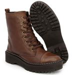Bota Coturno Plataforma Tratorada Blogueira Couro Ziper 9003 Nutella