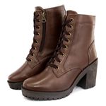 Bota Coturno Tratorada Salto bloco Blogueira Couro 9006 Nutella