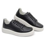 Sapato Casual Masculino Preto Em Couro de Amarrar 5505 Preto