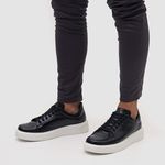 Sapato Casual Masculino Preto Em Couro de Amarrar 5505 Preto
