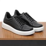Sapato Casual Masculino Preto Em Couro de Amarrar 5505 Preto