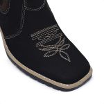 Bota Texana em Couro Nobuk solado e salto costurado RC Preto