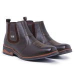 botina Texas masculina Couro Bota Peão Moderno RC Café