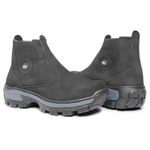 Bota Coturno Botina de Couro Tratorada Elástico 040 Preto