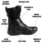 Coturno Militar Couro Palmilha Em Gel Preto 4092 Preto