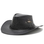 Chapéu Country de Couro Cowboy Rodeio Americano Preto