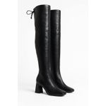 Bota Over The Knee Preta Salto Couro Eco